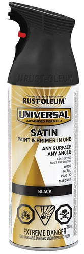Rust-Oleum 246433 Enamel Spray Paint, Satin, Black, 340 g, Can